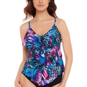 NWT! Magicsuit by Miraclesuit Blue Rita Tiered Tankini Top - Size 8